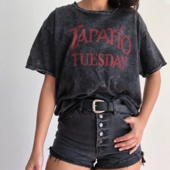 TAPATIO TUESDAY BURNOUT GRAY CROPPED SHIRT! Gently worn but great condition. - Picture 1 of 3